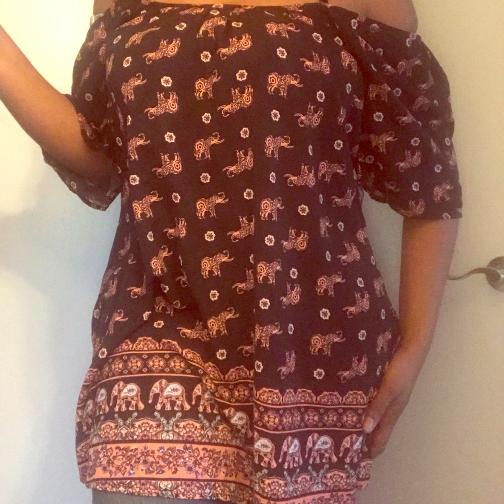 Elephant print shirt dress